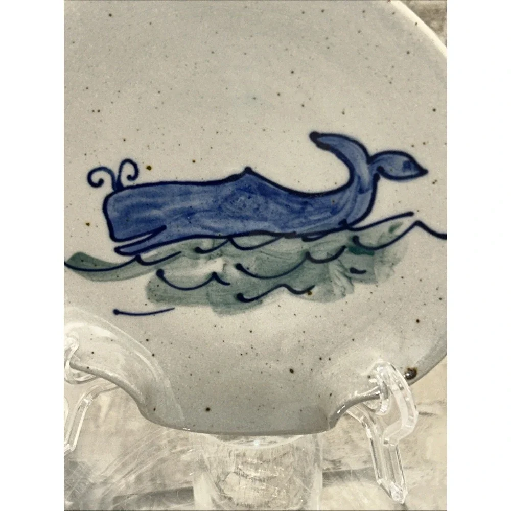 Great Bay Pottery Whale Spoon Rest Bowl Dish Signed Stoneware USA #751‎